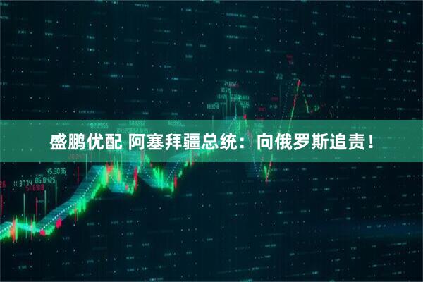 盛鹏优配 阿塞拜疆总统：向俄罗斯追责！