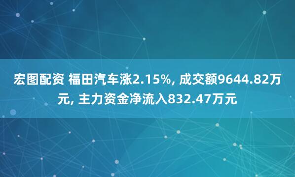 宏图配资 福田汽车涨2.15%, 成交额9644.82万元, 主力资金净流入832.47万元