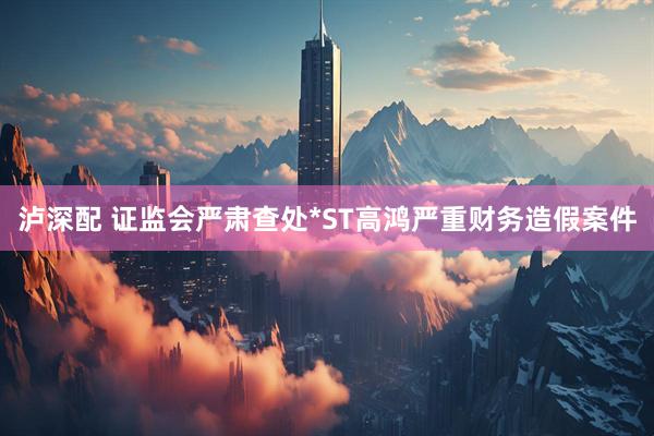 泸深配 证监会严肃查处*ST高鸿严重财务造假案件